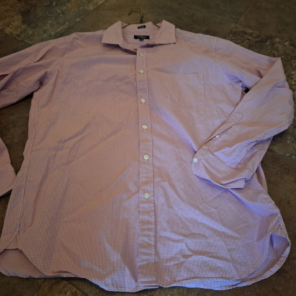 Men's J. Crew Pink Checkered Button Up Shirt Sz XL